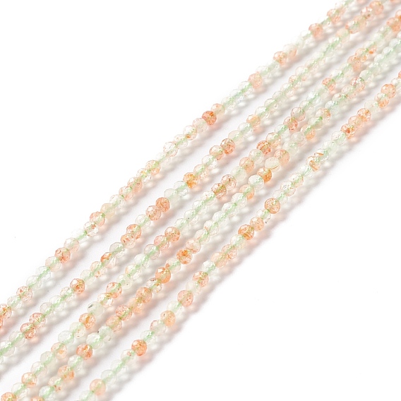 Natural Arusha Sunstone Beads Strands, Faceted, Round