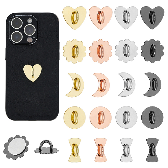 20 шт. 20 стили железная подставка-держатель для сотового телефона, с клейкой спинкой, подножка с кольцом для пальцев, разноцветные