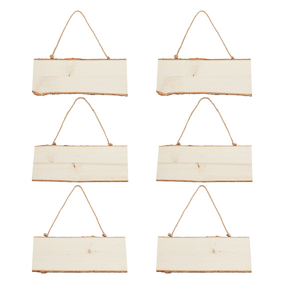 Незавершенные подвесные украшения из дерева, детские принадлежности для рисования, настенные украшения, с веревками из мешковины, прямоугольные