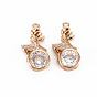 Rack Plating Brass Micro Pave Clear Cubic Zirconia Pendants, Long-Lasting Plated, Cadmium Free & Lead Free, Fairy