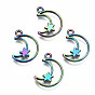 Rainbow Color Alloy Pendants, Cadmium Free & Lead Free, Moon with Star
