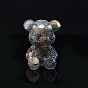 Resin Bear Display Decoration, with Cat Eye Chips inside Statues for Home Office Decorations