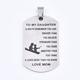 201 pendentifs en acier inoxydable, plaques d'identité estampées, cadeaux inspirants pour bijoux fille, rectangle, Coupe au laser