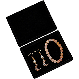 Schmucktabletts aus Samt, für Ohrringe, Ringe, Halsketten, Armbänder, Rechteck