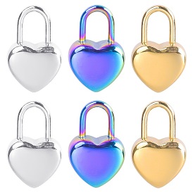 Stainless Steel Silver Gold Love Lock Titanium Steel Colorful Pendant Metal Jewelry Accessories Pendant