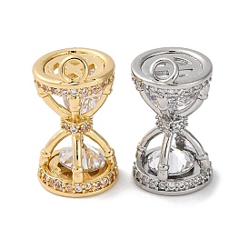 Ионное покрытие (ip) латунь микро паве кубический цирконий подвески, без кадмия, без никеля и без свинца, песочные часы-талисманы