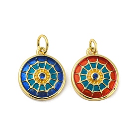 Real 14K Gold Plated Brass Enamel Charms, Long-Lasting Plated, Spider Web