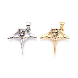 Латунные микро проложить кубического циркония подвески, амулеты манта скат