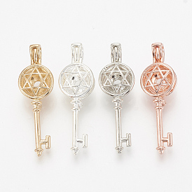Pendentifs médaillon en laiton, pendentifs cage, creux, clé