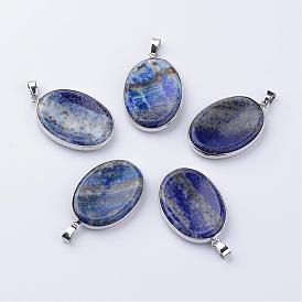 Подвески из натурального драгоценного камня, с латунной фурнитурой , овальные