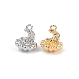 Латунные микро проложить кубического циркония подвески, луна с облачными чарами