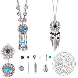 Sunnyclue изготовление ожерелья своими руками, с соединительными звеньями из канделябра из легированной смолы, Стеклянные бусины, подвески тибетского стиля и железный штифт