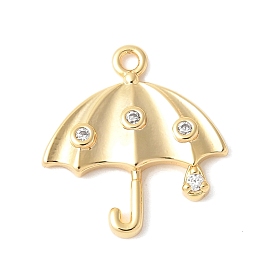 Латунные микропаве прозрачные подвески с фианитом, зонтик прелести, стойки покрытие, прочное покрытие, без никеля 