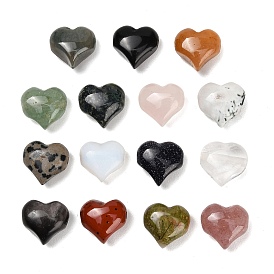 Natural & Synthetic Mixed Stone Beads, Love Heart, Mixed Dyed and Undyed