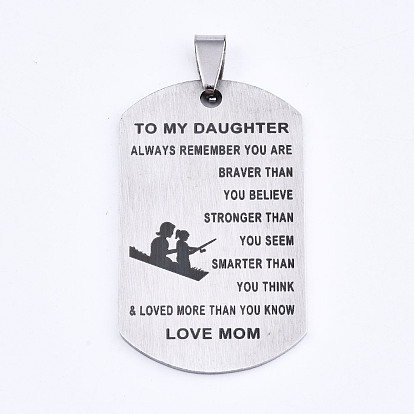 201 pendentifs en acier inoxydable, plaques d'identité estampées, cadeaux inspirants pour bijoux fille, rectangle, Coupe au laser
