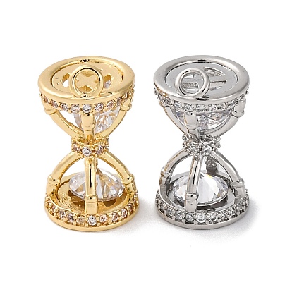 Ионное покрытие (ip) латунь микро паве кубический цирконий подвески, без кадмия, без никеля и без свинца, песочные часы-талисманы