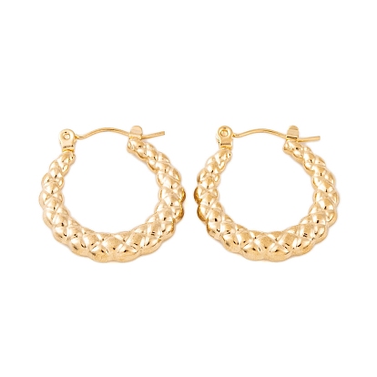 Ионное покрытие (ip) 304 серьги-кольца из нержавеющей стали для женщин, текстурированное кольцо