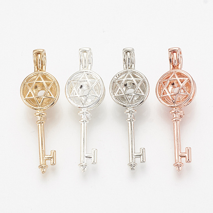 Pendentifs médaillon en laiton, pendentifs cage, creux, clé