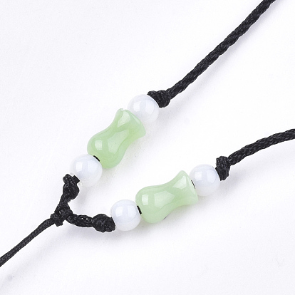 Nylon Cord Necklace Making, with Glass Beads