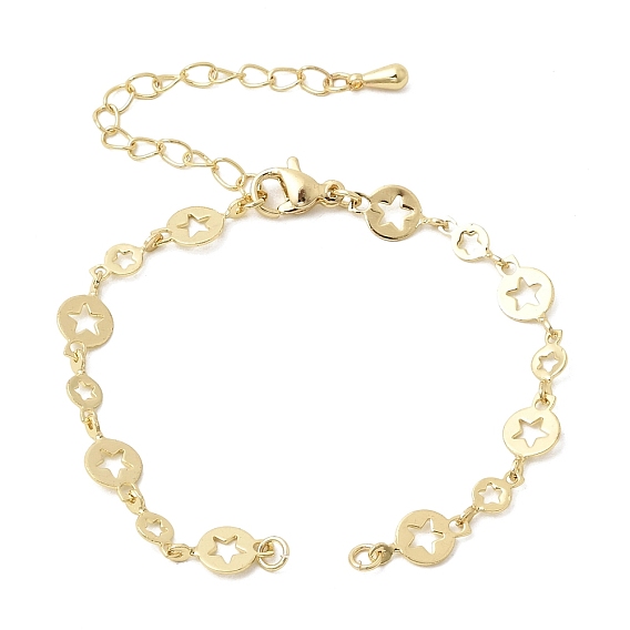 Латунный диск с цепочкой из полых звеньев в форме звезды для изготовления браслета, стойки покрытие, долговечный, без свинца и без кадмия