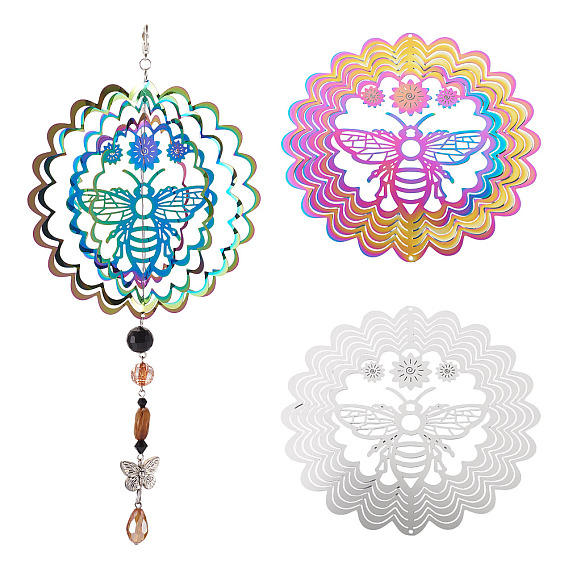 2 шт. 2 цвета 201 соединительные элементы/звенья из нержавеющей стали, полый цветок с пчелами, гравированные металлические украшения