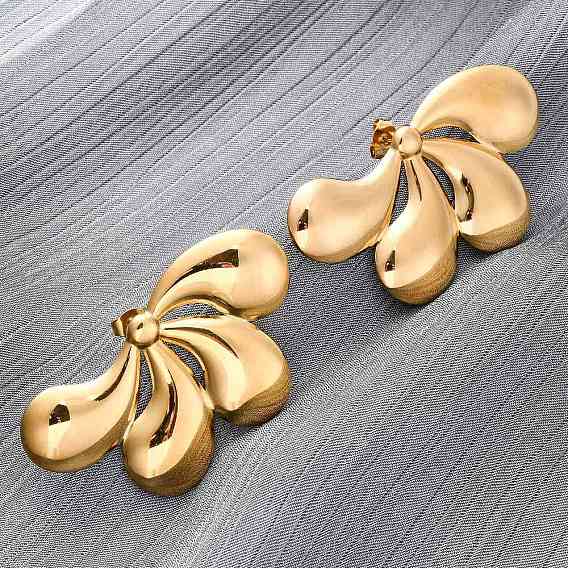 304 из нержавеющей стали серьги, цветок, ионное покрытие (ip)