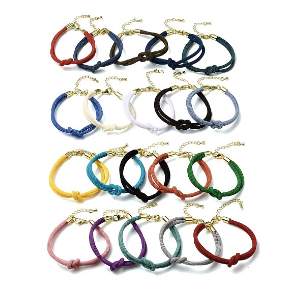 3MM Round Nylon Braided Cord Bracelet Making, Knot, with Golden 202 Stainless Steel Lobster Clasp & Brass Finding