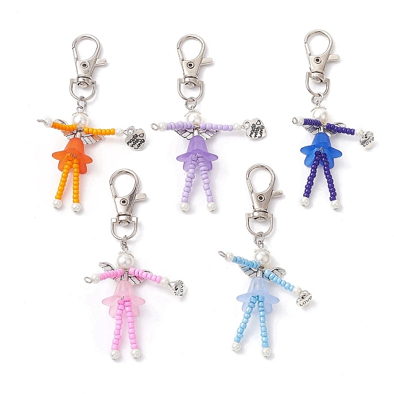 Украшения из стеклянных бусин, со стеклянной жемчуг, акриловые бусины и поворотные застежки-лобстеры из сплава