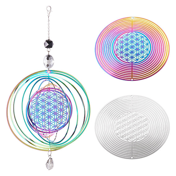 2 шт. 2 цвета 201 соединительные элементы/звенья из нержавеющей стали, полые плоские круглые, гравированные металлические украшения