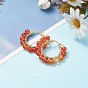 Round Gemstone Wire Wrapped Big Hoop Earrings for Women, Golden