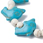 2Pcs 2 Style Synthetic Turquoise & Howlite Dolphin Beaded Stretch Bracelets Set, Stackable Bracelets