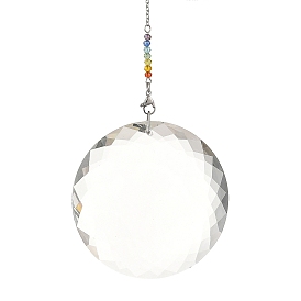 7 Chakra Faceted Glass Round Suncatchers, Colorful Prism Window Hanging for Home & Garden Decor