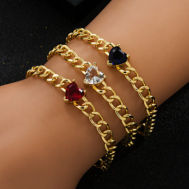 18K Gold Plated Heart Zirconia Bracelet for Women - Fashionable and Minimalist Jewelry