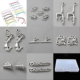DIY Cheerleading Series Alloy Pendants & Waxed Polyester Braided Bracelet Makings Kits