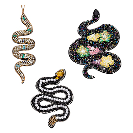 3шт. 3 стили: змеиная ткань, стразы и вышитая полиэстеровая нашивка, компьютеризированная вышивка тканью утюжок на / шить на заплатках, с пластиковой имитационной жемчужиной, аксессуары для костюма, аппликация