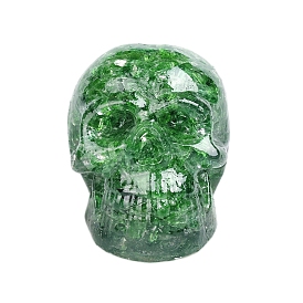 Resin Skull Display Decoration, with Lampwork Chips inside Statues for Home Office Decorations