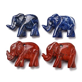 Natural Red Jasper/Sodalite Animal Pendants, Elephant Charms