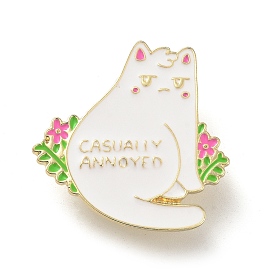 Zinc Alloy Brooches, Enamel Pins, for Backpack Cloth, Cat Shape with Word
