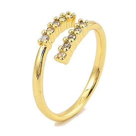 Brass Micro Pave Cubic Zirconia Adjustable Rings for Women