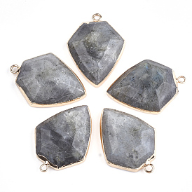 Electroplate Natural Gemstone Pendants, with Iron Findings, Arrows, Golden