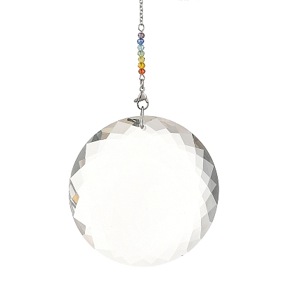 7 Chakra Faceted Glass Round Suncatchers, Colorful Prism Window Hanging for Home & Garden Decor