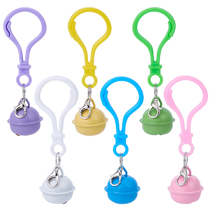 6шт 6 цвета железный колокольчик подвесные украшения, с застежкой из полипропиленового пластика и цинкового сплава.