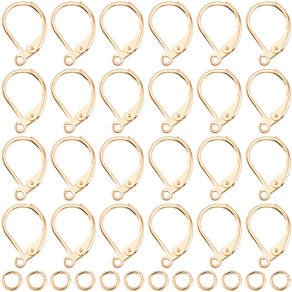 30 шт. 304 серьги с рычагом из нержавеющей стали, с петлей, 30шт стойки с покрытием из латуни