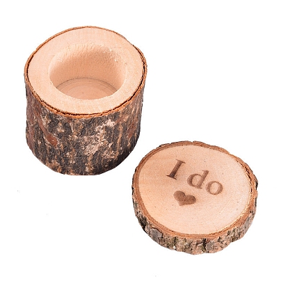 Boîtes anneau de bois, coffrets cadeaux de bijoux, colonne avec le mot je fais