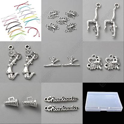 DIY Cheerleading Series Alloy Pendants & Waxed Polyester Braided Bracelet Makings Kits