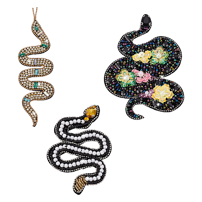 3шт. 3 стили: змеиная ткань, стразы и вышитая полиэстеровая нашивка, компьютеризированная вышивка тканью утюжок на / шить на заплатках, с пластиковой имитационной жемчужиной, аксессуары для костюма, аппликация