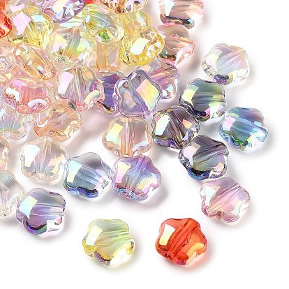 UV Plating Transparent Acrylic Beads, Iridescent, Star