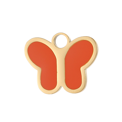 304 нержавеющей стальной эмали подвески, очарование бабочки, ионное покрытие (ip), долговечный, реальный 18 k позолоченный