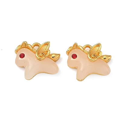 Подвески из сплавов, стекла и стразов, лошади прелести, матовый золотой цвет