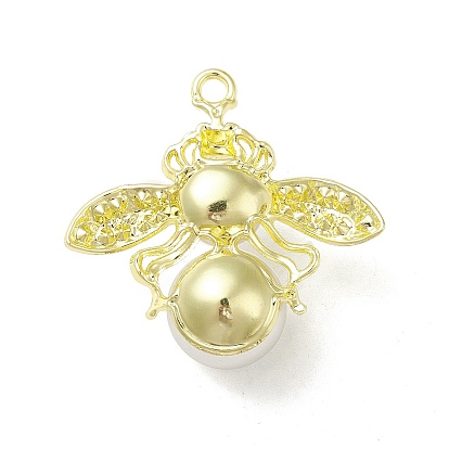 Rack Plating Alloy Pendant Rhinestone Setting, with Acrylic Imitation Pearls, Bees Charms